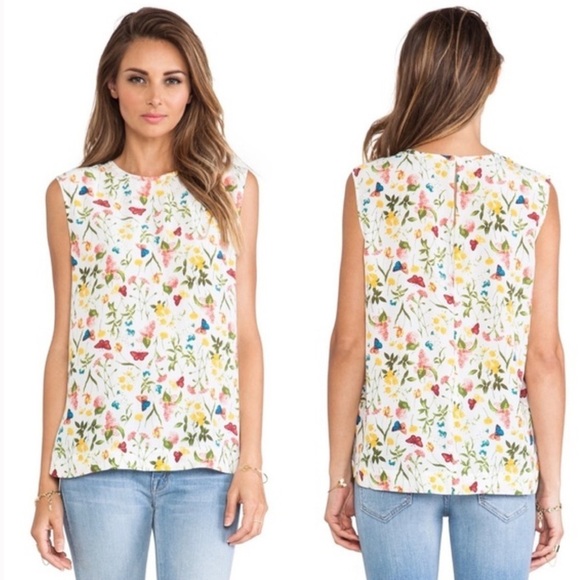REVOLVE Tops - Equipment REVOLVE Kyle Flower Floral Spring Silk Sleeveless Blouse Bright White